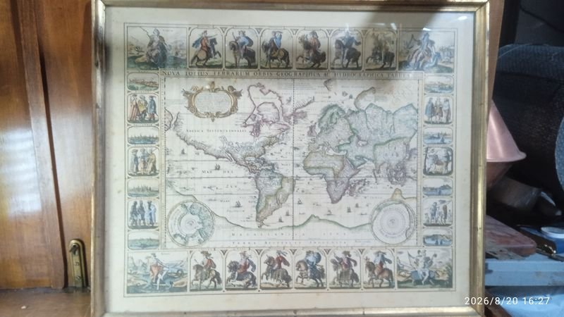 mapamundi histórico "Nova totius terrarum orbis geographica ac hydrographica tabula" 46x38