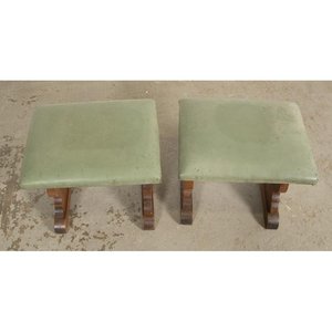 Par de Banquetas Provenzales Tapizadas en Verde - imagen 2