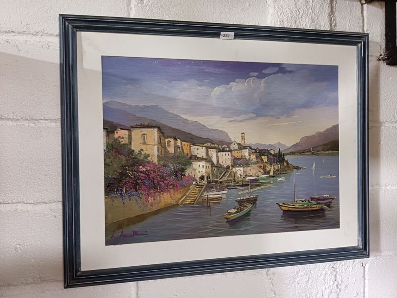 Pintura de Costa Amalfitana Firmada por L. Amathini