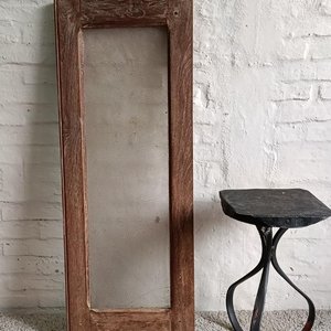 Hoja de Ventana Antigua de Cedro con Soporte Metálico - imagen 3