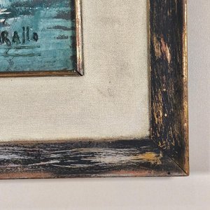 Óleo Jorge Tarallo: Escena Marina con Barcos, Marco Patinado - imagen 6