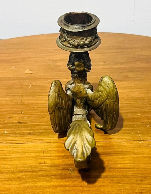 Antiguo porta vela Art Deco en bronce del principio del siglo XX - imagen 3