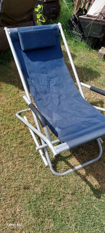 Silla de jardín azul reclinable - imagen 3