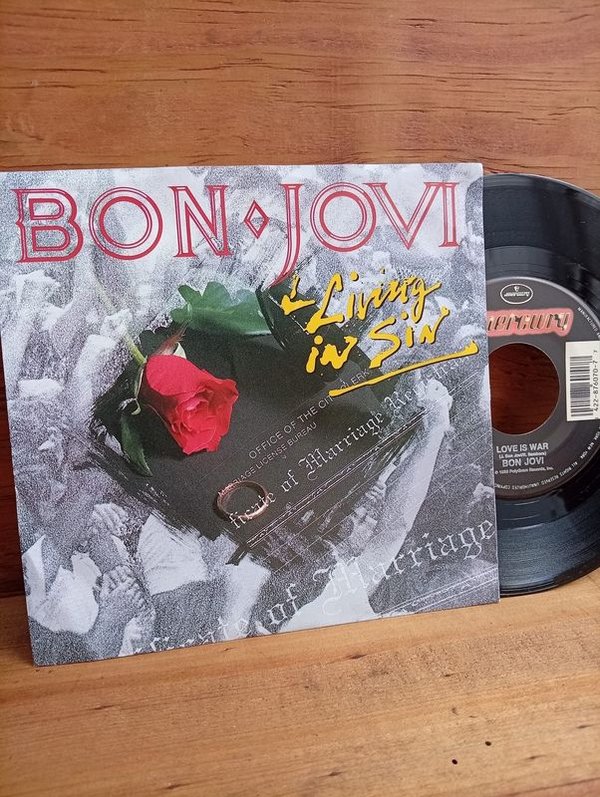Vinilo Simple Bon Jovi "Living In Sin" 1989 USA