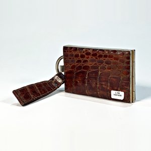 Petaca Rectangular Forrada en Cuero de Lagarto con Tapa Abatible - imagen 2