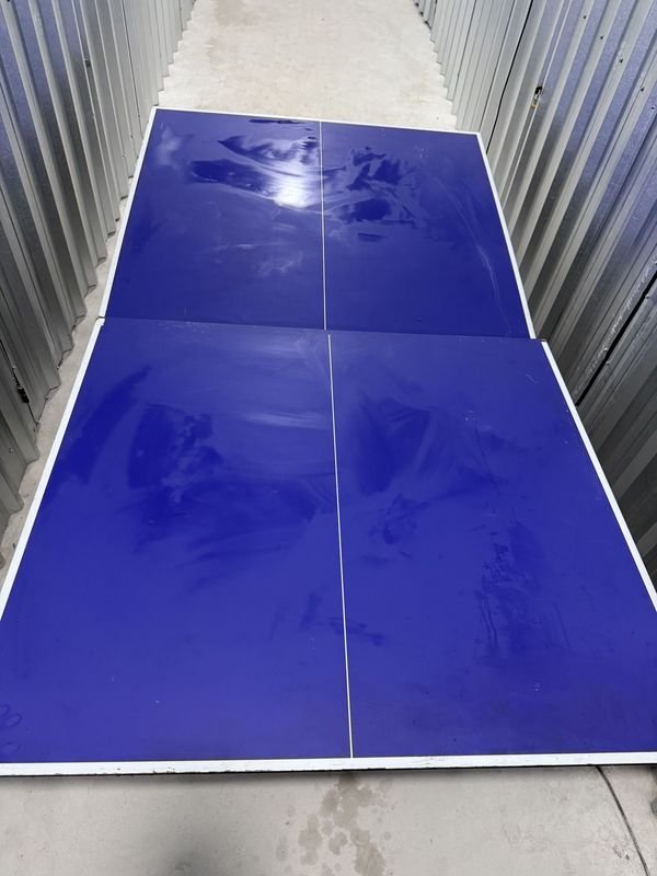 Mesa de Ping Pong Plegable Azul con Patas Desmontables