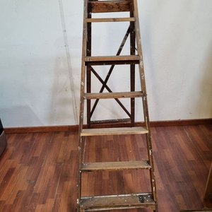 Escalera de pintor plegable de madera de pino con 6 peldaños - imagen 3