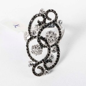Anillo de Plata con Circones Negros y Blancos - imagen 1