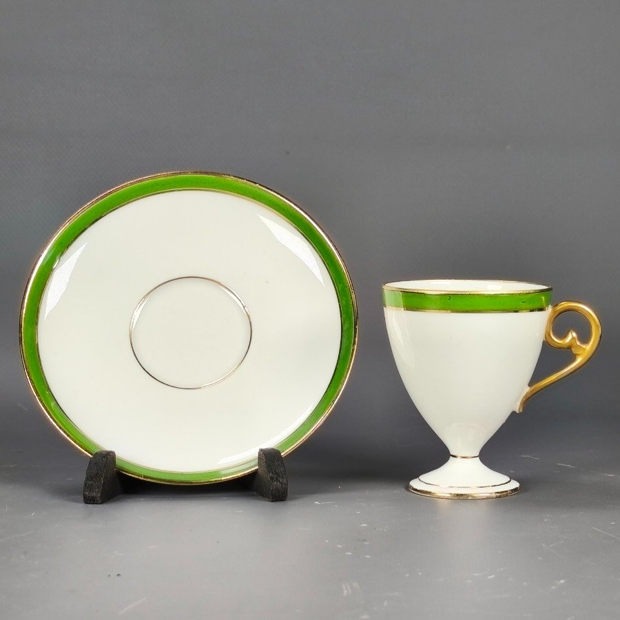 Taza y plato de porcelana francesa Limoges, obra de Charles Ahrenfeldt - imagen 4