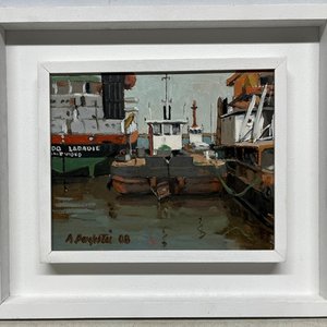 Oleo "Puerto" de Alvaro Podesta, 20 x 25 cm, Firmado y Fechado 2008 - imagen 2