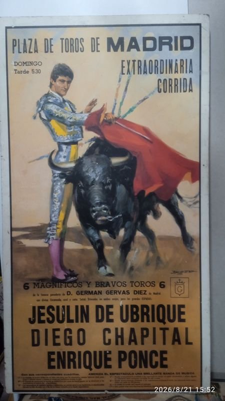Afiche "Plaza de Toros de Madrid" Corrida Extraordinaria