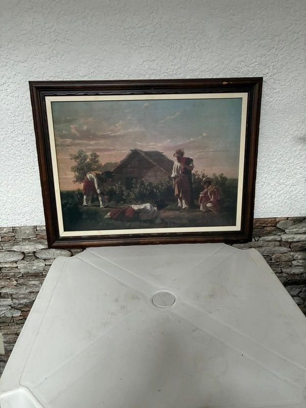Cuadro de arte rural con personas tradicionales - imagen 1