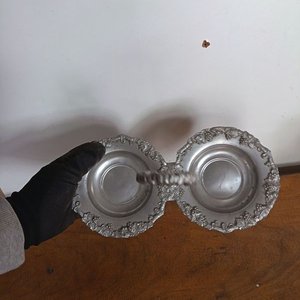Centro de Mesa Antiguo de Plata Sellada con Diseño de Hojas y Frutas - imagen 6