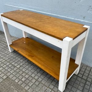 Mesa de Arrime Moderna Madera Clara y Patas Blancas - imagen 3