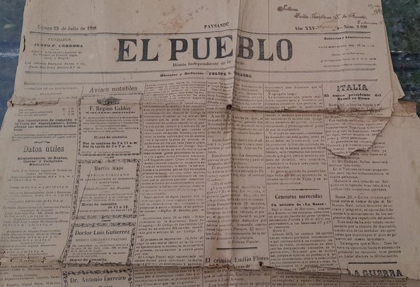 Diario "El Pueblo" de Paysandú - Edición del 25 de Julio de 1898 - imagen 1