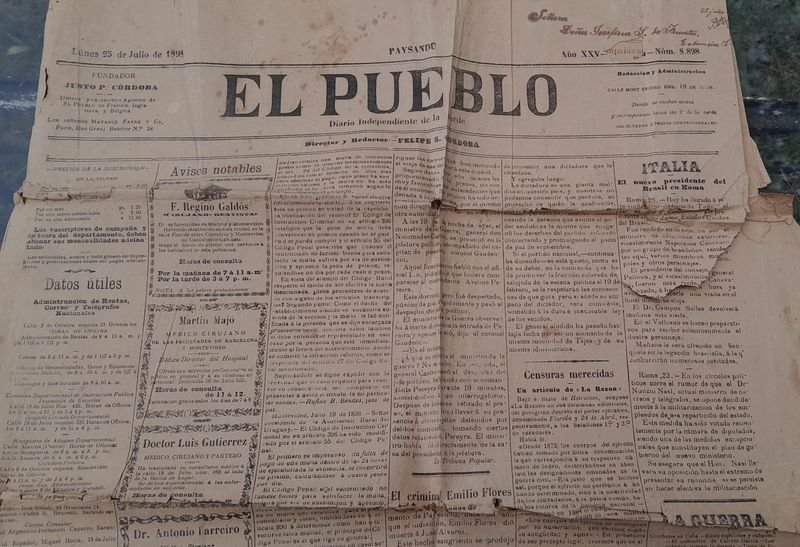 Diario "El Pueblo" de Paysandú - Edición del 25 de Julio de 1898