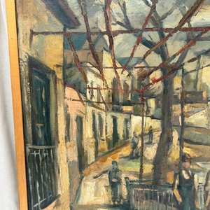 Gran Óleo "El Puente" de Andrés Feldman, Pintor Húngaro Radicado en Uruguay - imagen 3