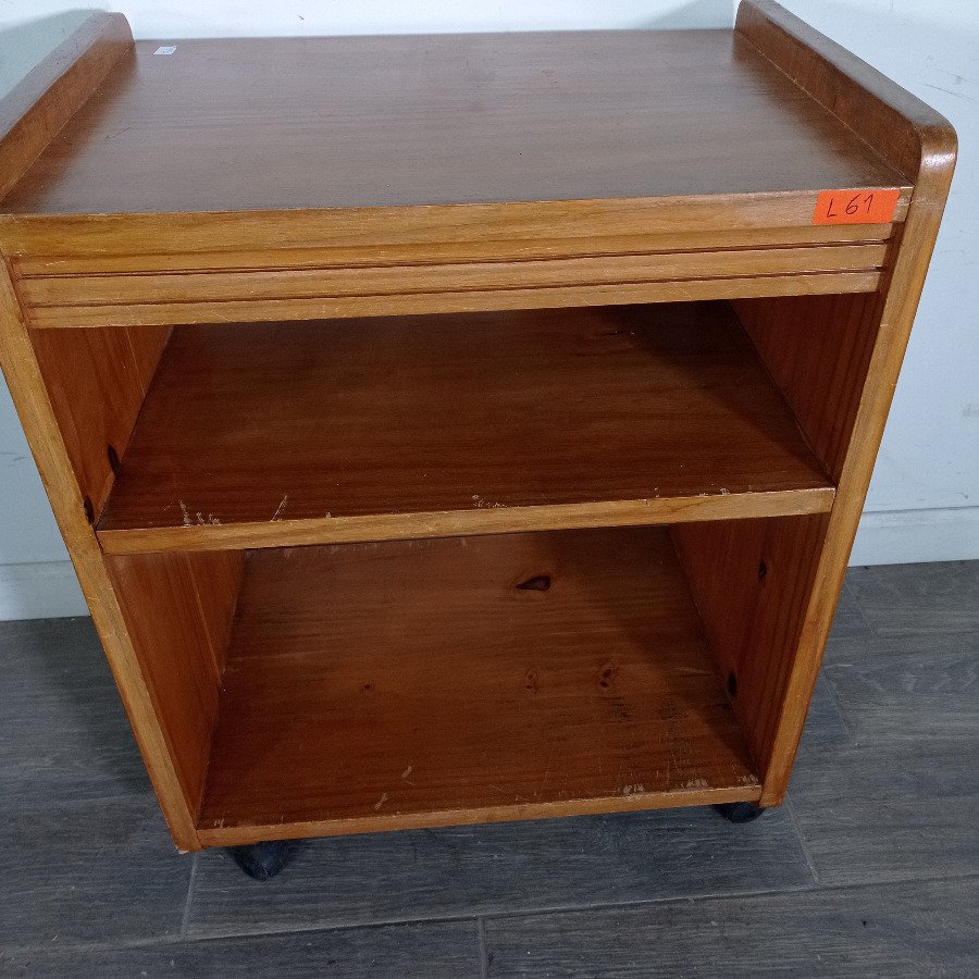 Mesa Auxiliar de Madera con Ruedas