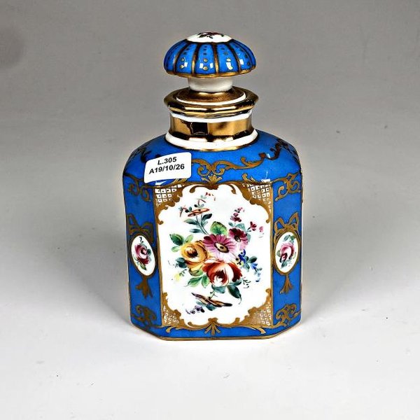 Frasco Perfumero de Porcelana Francesa con Decoración Floral