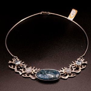 Gargantilla de Plata 950 con Apatita Azul, Topacio y Aguamarinas - imagen 1