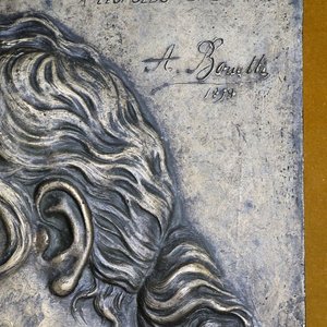 Obra en Relieve de Bronce Art Nouveau "A Leopoldo Diaz" por A. Bonetti (1879) - imagen 2