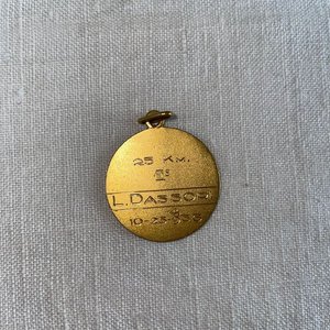 Medalla Art Nouveau Circular "Primer Puesto 25 Km" Dassori 1936 - imagen 3