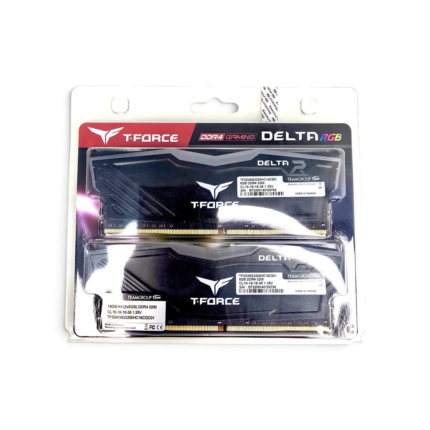 Kit Memoria RAM T-Force Delta RGB DDR4 16GB (2x8GB) 3200MHz CL16