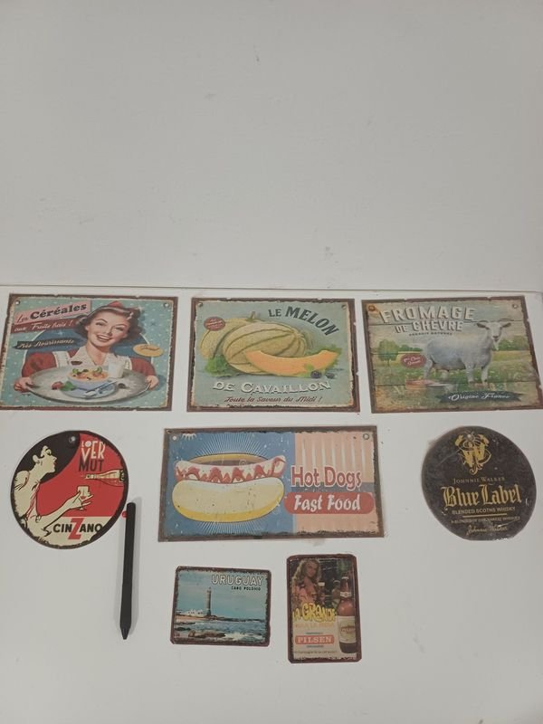 Lote de 8 Chapas Vintage Publicitarias: Le Melon, Hot Dog, Cinzano, Uruguay y Más