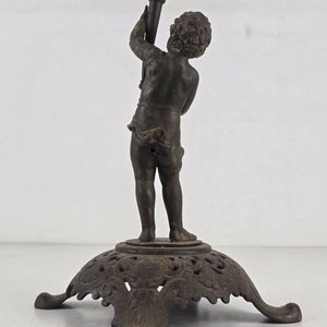Antigua Base de Lámpara de Bronce con Figura de Cupido - imagen 6