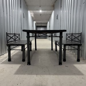 Juego de Exterior de Madera y Metal con Mesa y Bancos - imagen 8