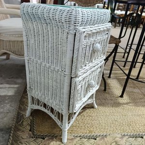 Mesa de Noche de Mimbre Blanco con Vidrio y 2 Respaldos de 1 Plaza - imagen 9