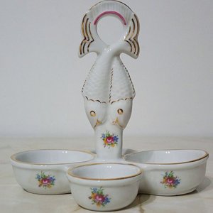 Copetinero de Porcelana Mongat con Diseño de Peces y Flores - imagen 8