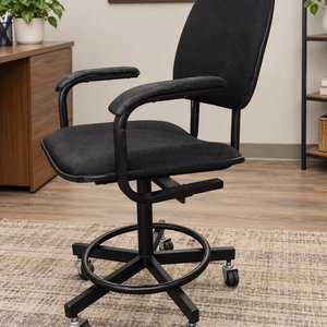 Silla de Oficina Giratoria Negra con Apoyabrazos y Reposapiés - imagen 2