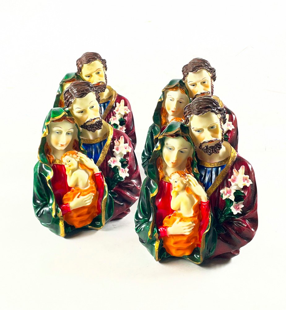 Lote de 4 Figuras Religiosas Familia Sagrada en Pasta, 22 cm