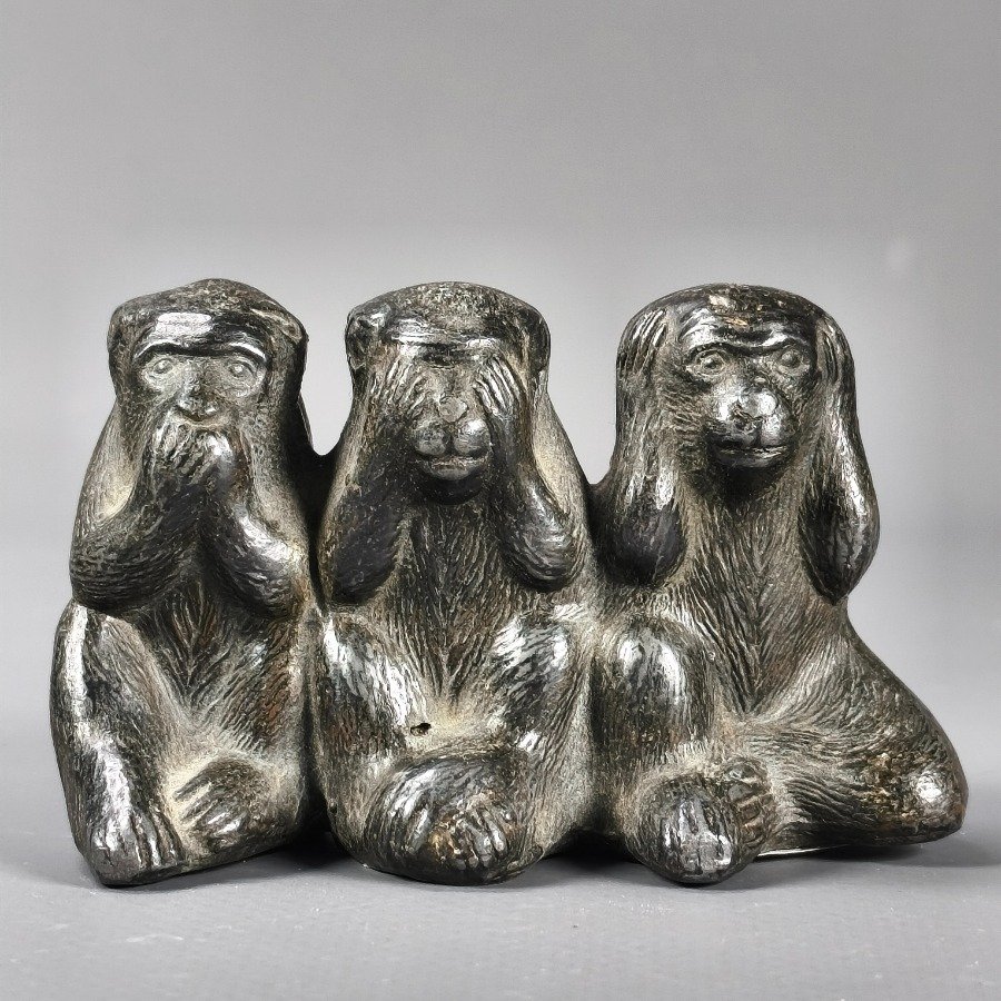 Figura de los Tres Monos Sabios en Bronce - imagen 2