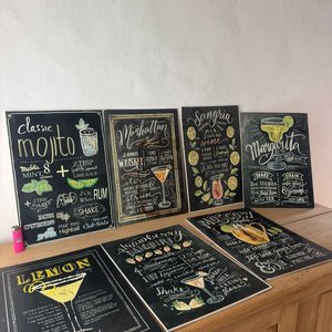 Lote de 7 Carteles Decorativos de Barra con Recetas de Cócteles - imagen 2