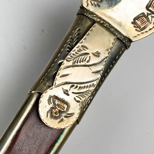 Cuchillo Criollo Hoja Solingen Franz Wenk Plata y Oro con Vaina - imagen 5