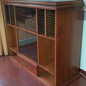 Mueble Organizador Modular de Madera Maciza con Puertas de Vidrio y Cajón - imagen 2