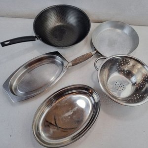 Set de 5 Piezas de Cocina: Sartén Wok, Fuentes y Colador de Metal - imagen 3
