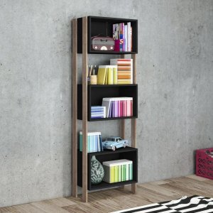 Lote siguiente: Estantería Negra de 3 Niveles con Detalles en Madera