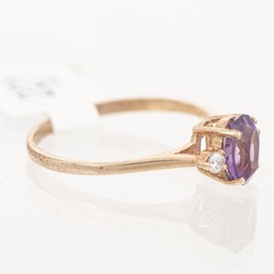 Anillo de Oro con Amatista y Circonias Talla 17 mm - imagen 2