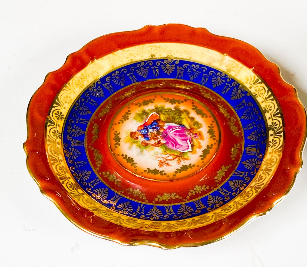 Juego de porcelana Gloria tete a tete decorado escena galante - imagen 7