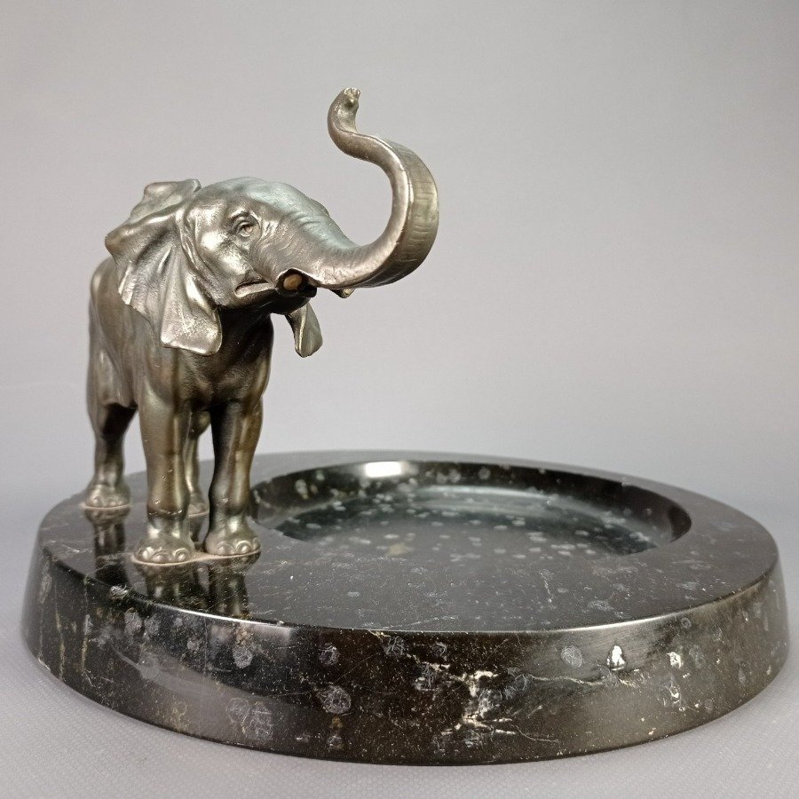 Figurita de elefante en metal con base de mármol - imagen 6