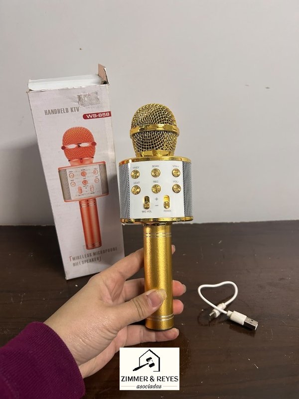 Micrófono Inalámbrico Portátil Dorado WS-858