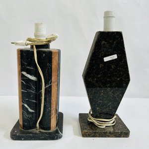 Par de Luminarias de Sobremesa en Mármol Negro y Rosa - imagen 4