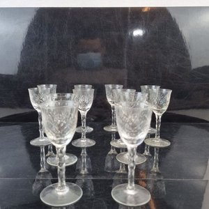 L 278 - 12 Piezas - Set de 12 copitas antiguas de licor en cristal tallado, ideales para servir digestivos o aperitivos con un toque de distinción en cualquier ocasión (Altura 7.5 cm) - imagen 3