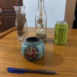 Portavelas Decorativo y Botellas de Vidrio con Arena y Conchas - imagen 2