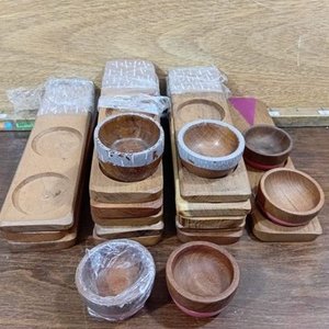Lote de Bases y Cuencos de Madera de Algarrobo para Decorar - imagen 2