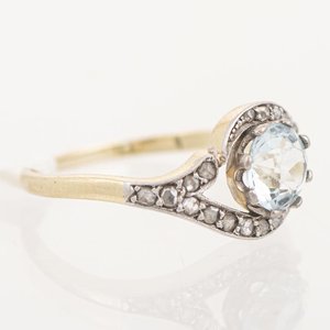 Anillo Oro 18k con Aguamarina y Brillantes - imagen 2