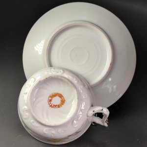 Dúo Taza y Platillo Limoges Francia Porcelana Diseño Floral - imagen 7